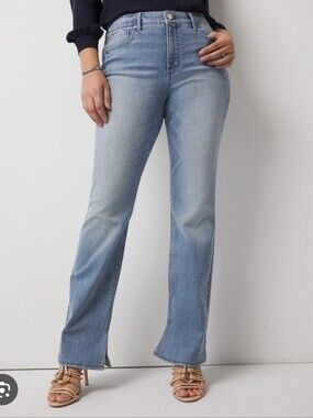WHBM Light Blue Bootcut Jeans with Slit Hem
